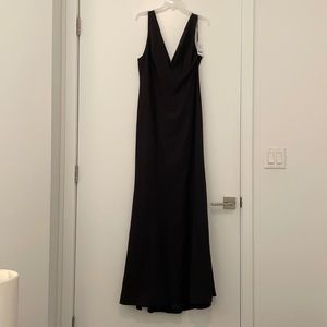 NWT Amsale Reyna Long Black Crepe Dress